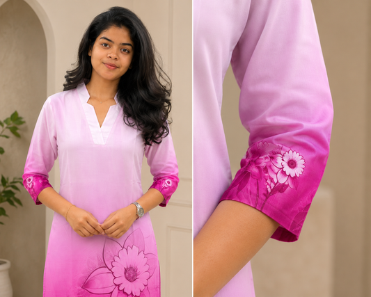 Flora pink Kurti